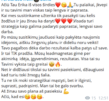 Klientės atsiliepimas apie darbą su Erika Karta