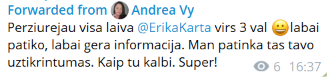 Klientės atsiliepimas apie darbą su Erika Karta