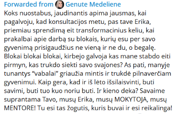 Atsiliepimas apie individualią mentorystę su Erika Karta
