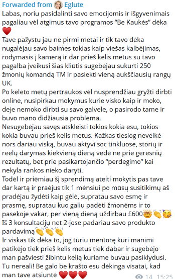Atsiliepimas apie individualią mentorystę su Erika Karta